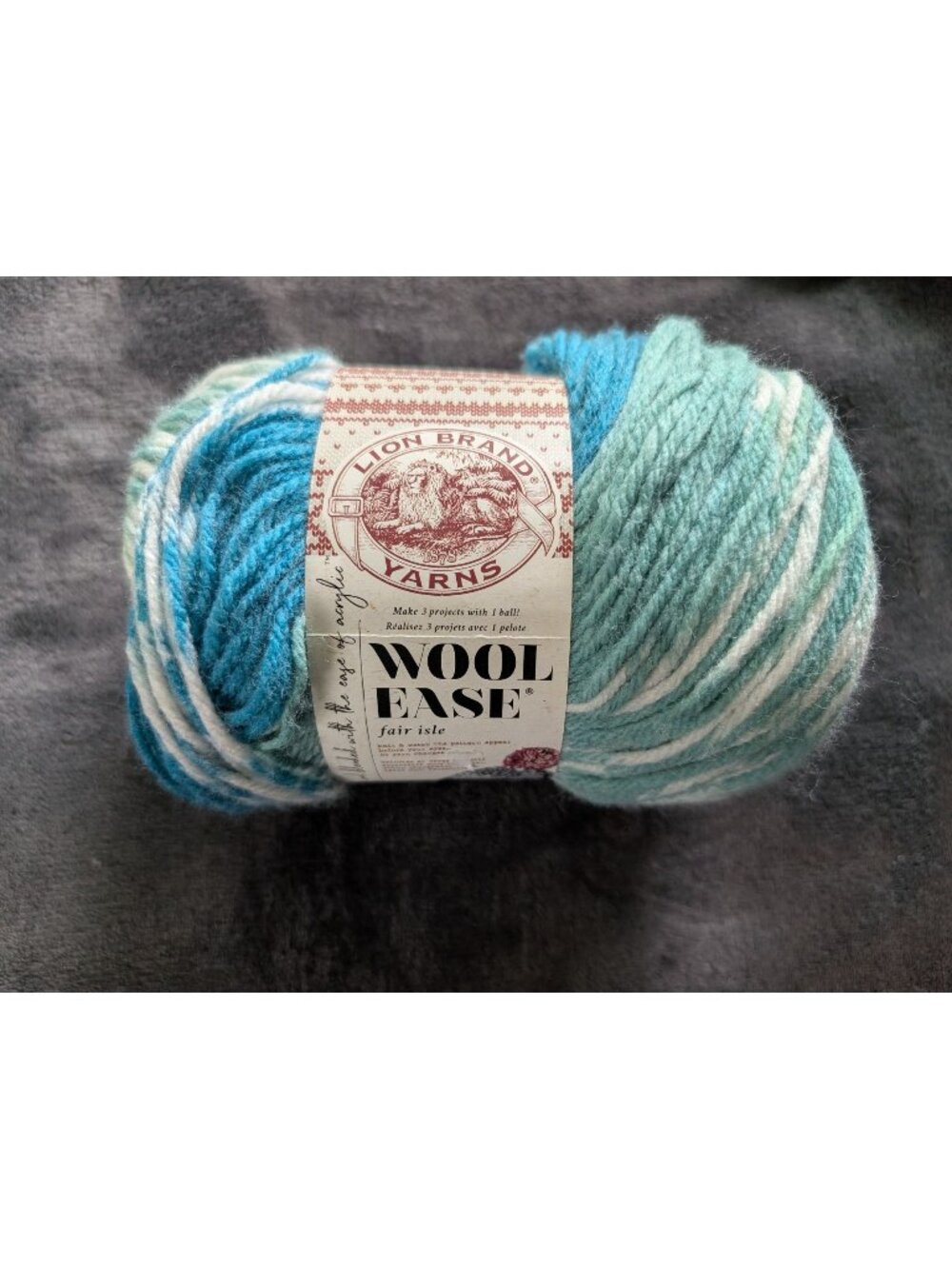 Lion Brand Wool-Ease Fair Isle Yarn - Light Aqua/Turquoise‎